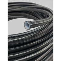 SS TEFLON BRAIDED HOSE -6AN   1M BLACK NYLON 8.1mm ID 10.1mm OD