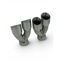 Stainless Exhaust Tips Y Piece 76mm (3.0") Angled Pair